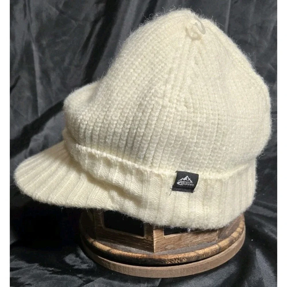 Golovejoy Brixton Ivory Knit Beanie Ribbed Cuff Warm Winter Hat Brim‎